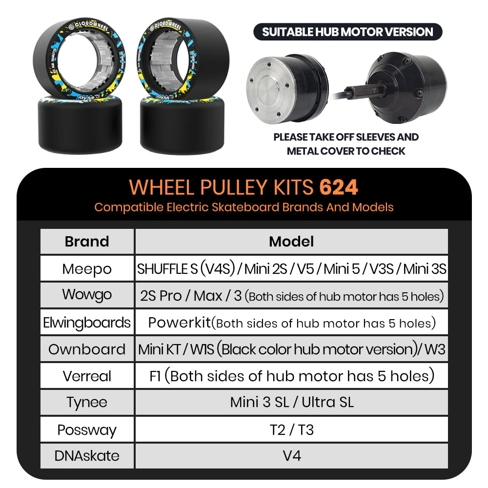 CLOUDWHEEL Galaxy 105mm Hub Motor Sleeve Urban All Terrain Off Road Electric Skateboard Wheels