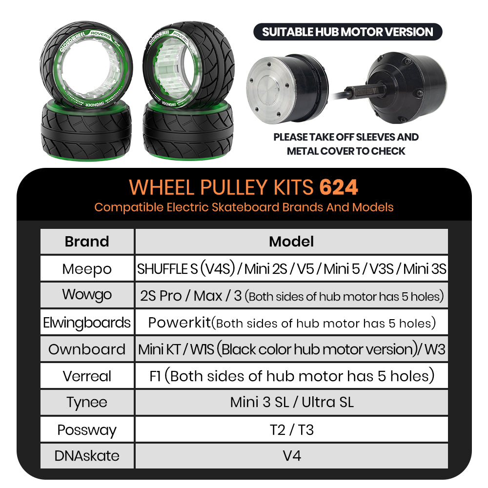 CLOUDWHEEL ROVERS 110R Hub Motor Sleeve Urban All Terrain Off Road Electric Skateboard Wheels