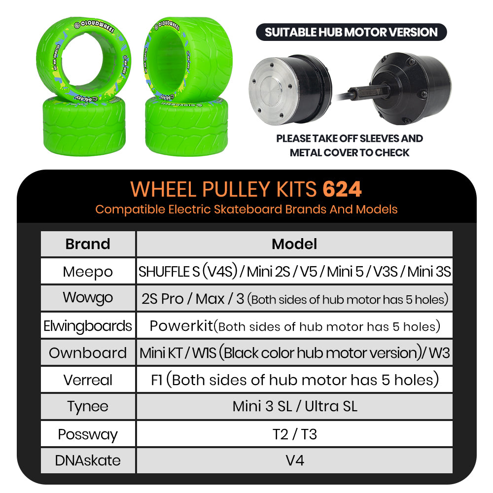 CLOUDWHEEL Galaxy 105mm Hub Motor Sleeve Urban All Terrain Off Road Electric Skateboard Wheels