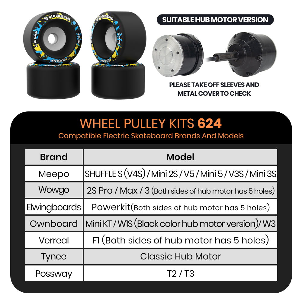 CLOUDWHEEL Galaxy 105mm Hub Motor Sleeve Urban All Terrain Off Road Electric Skateboard Wheels