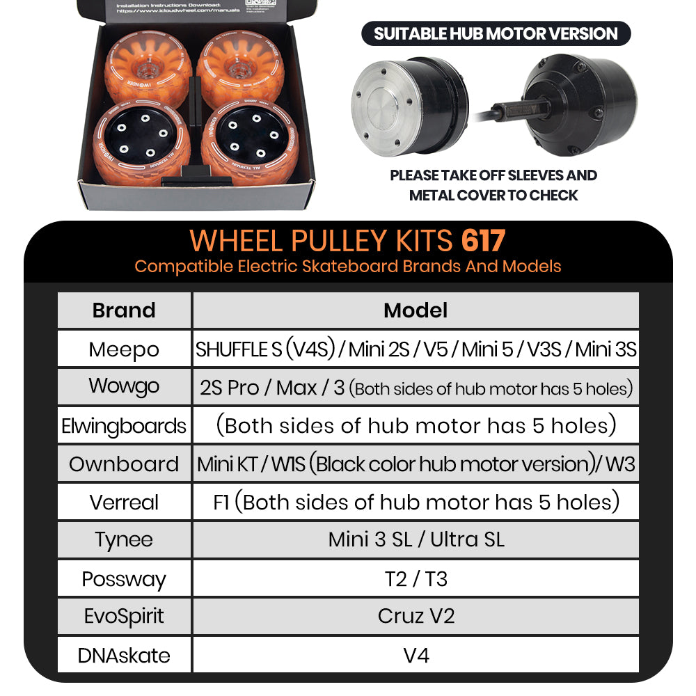 CLOUDWHEEL Donut 120mm Hub Motor Sleeve Urban All Terrain Off Road Electric Skateboard Wheels