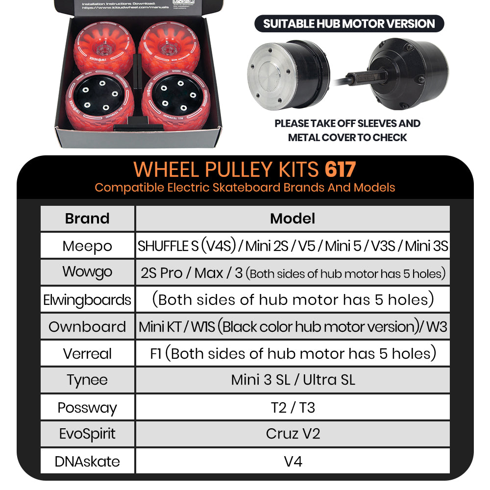 CLOUDWHEEL Donut 120mm Hub Motor Sleeve Urban All Terrain Off Road Electric Skateboard Wheels